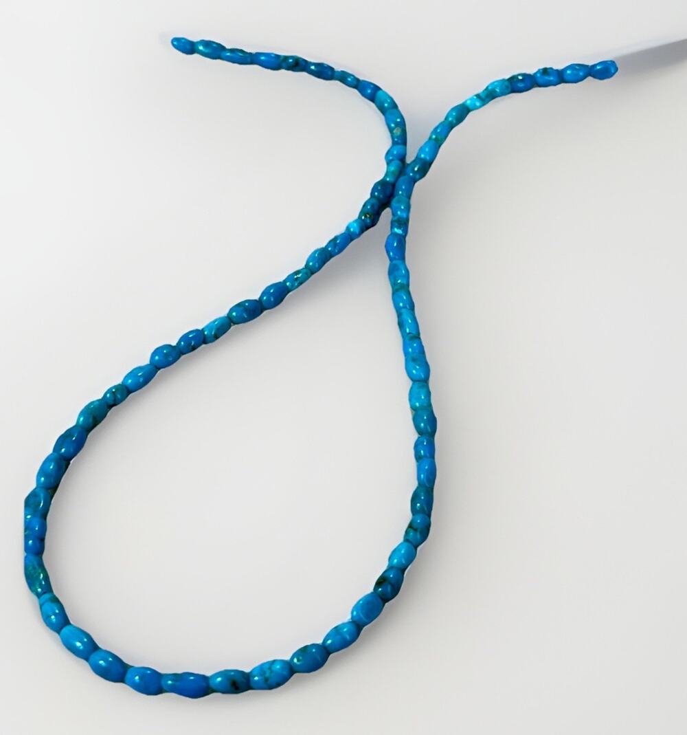 Sleeping Beauty Turquoise 5-7mm Oval Bead Strand 16” Southwestern- Hand Strung